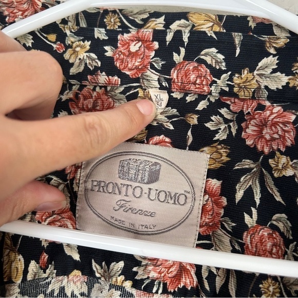 Pronto Uomo Made in Italy Long Sleeve Black Red Floral Button Down Casual XL - Picture 2 of 6